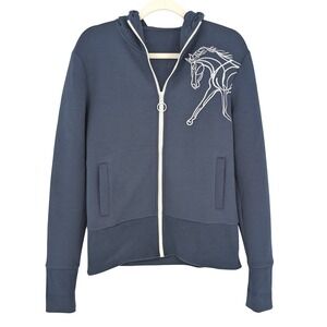 Horseware Ireland Full Zip Hoodie Women M Navy Embroidered Equestrian Riding